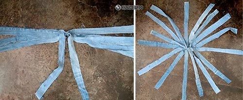 Плетем корзину из старых джинс женские хобби